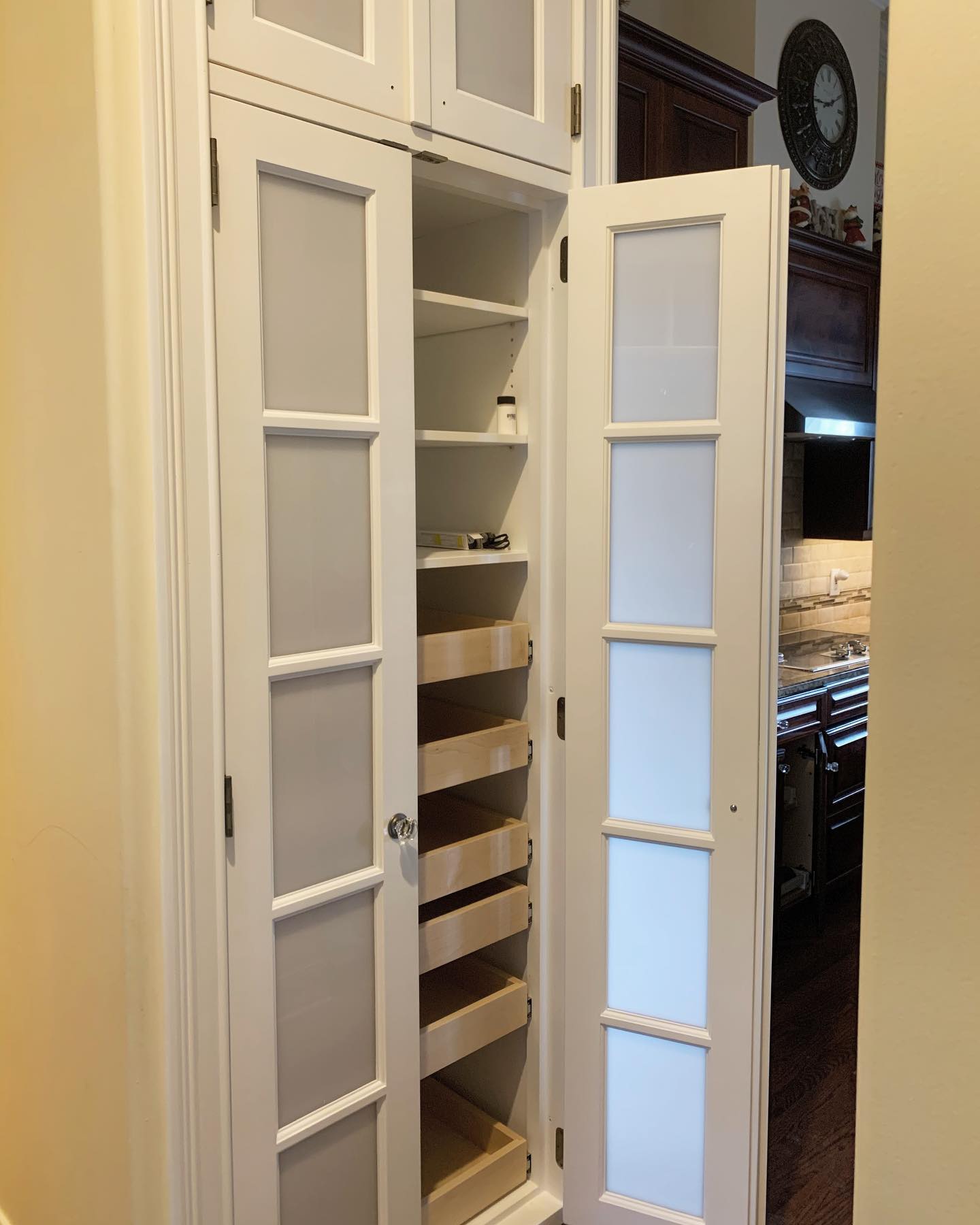 Pantry installed with open door