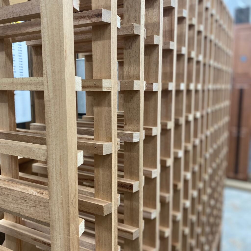 Close up of wine cellar being built.