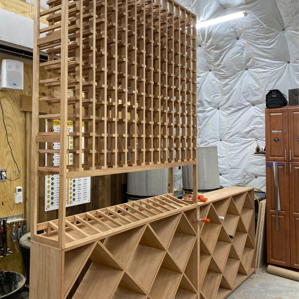 Half built wine cellar in a shop.